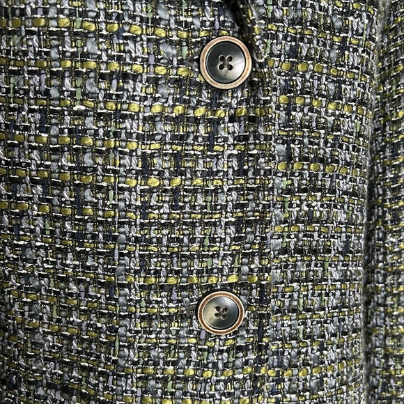 Coldwater Creek Green Tweed Two Button Blazer Size 12 - Picture 4 of 9